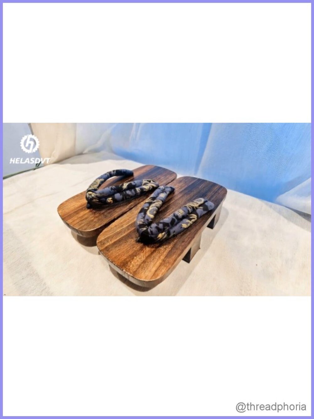 Japanese Geta Sandals Wooden Clogs High Heel Unisex Traditional Flip Flop - Picture 5 of 5